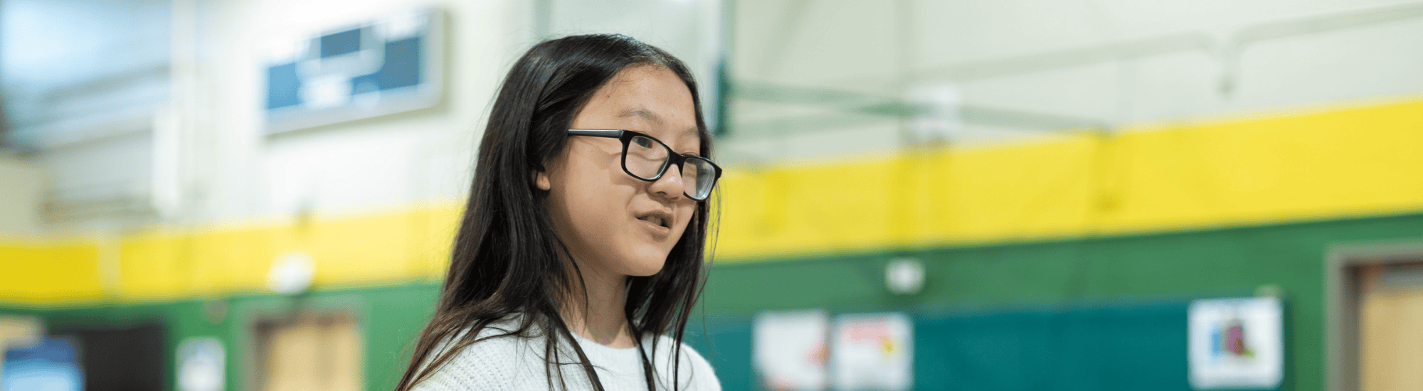 A student is speaking to someone.