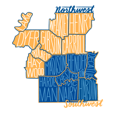 This graphic shows southwest and northwest territories within our service area in West Tennessee.